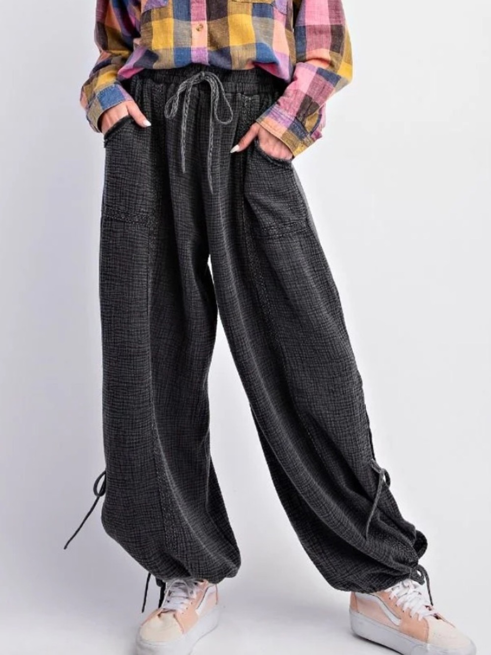 Three Bird Nest Mila Lace Detail Mineral Washed Pants